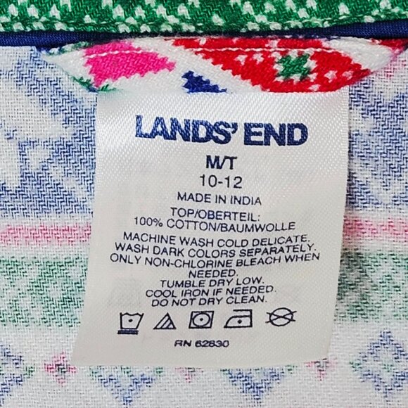 Lands' End Womens Holiday Fair Isle Pajama Set Long Sleeve Top Pants Medium Tall - Picture 7 of 12